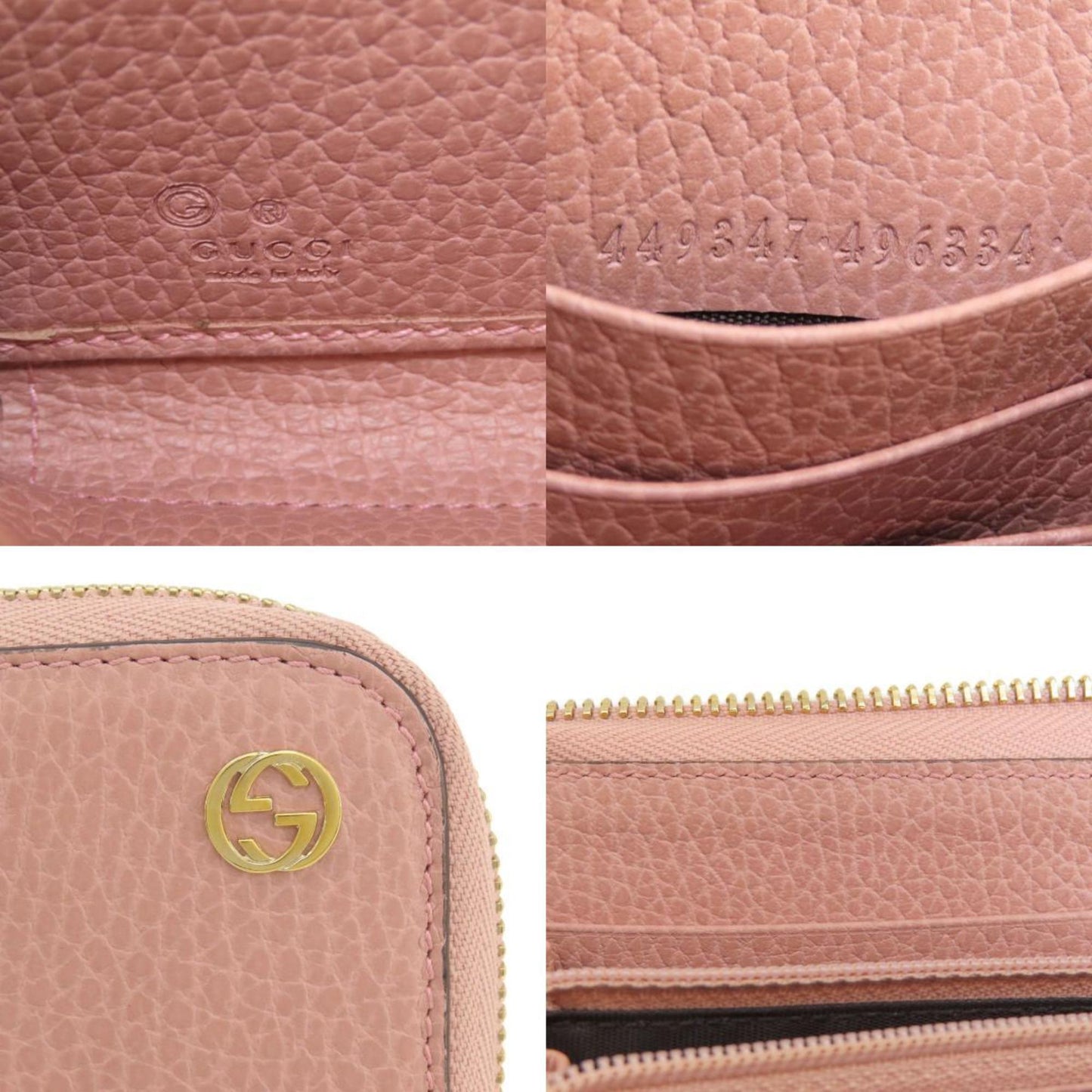 Gucci Pink Leather Long Wallet (Bi-Fold)