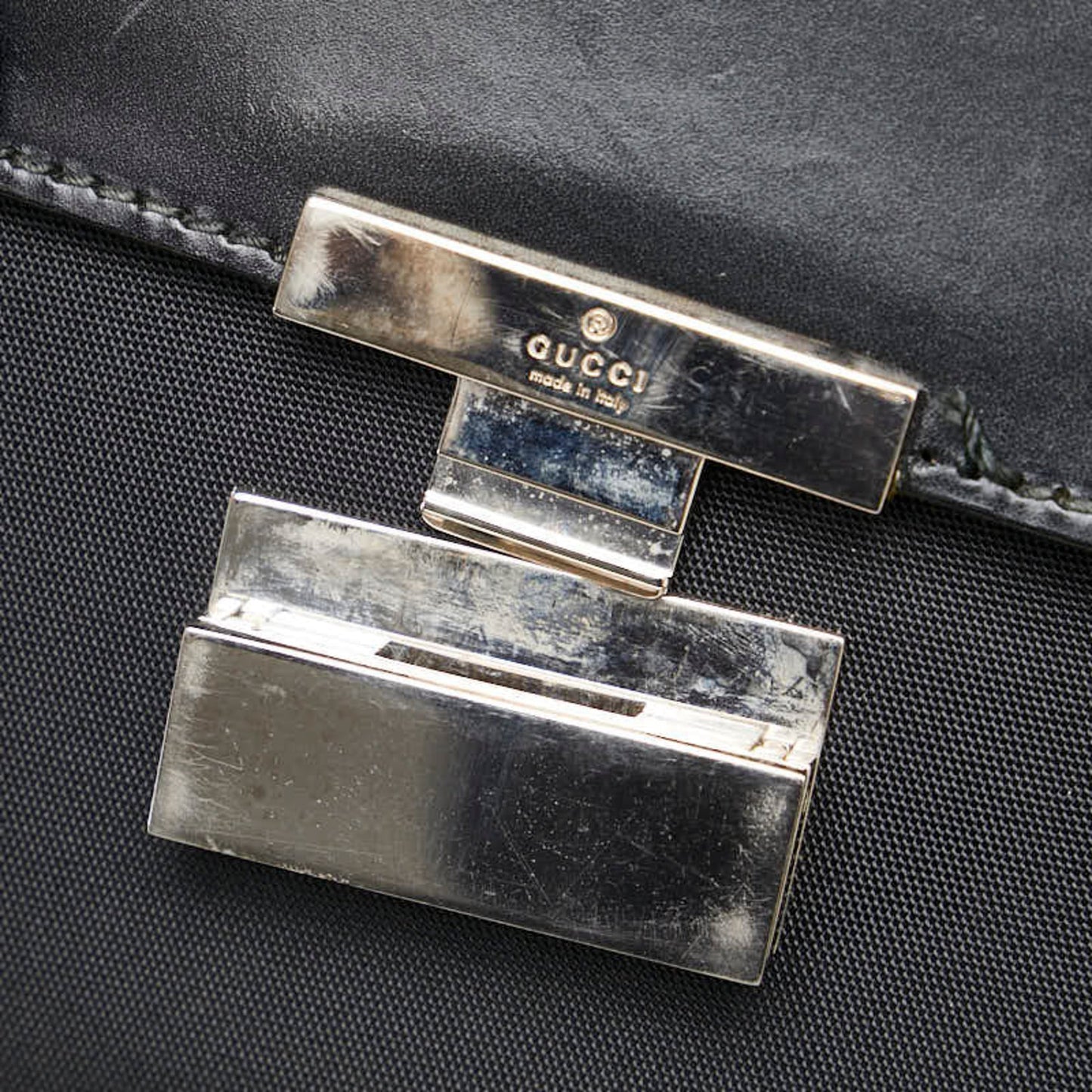 Gucci Black Canvas Leather Clutch Bag