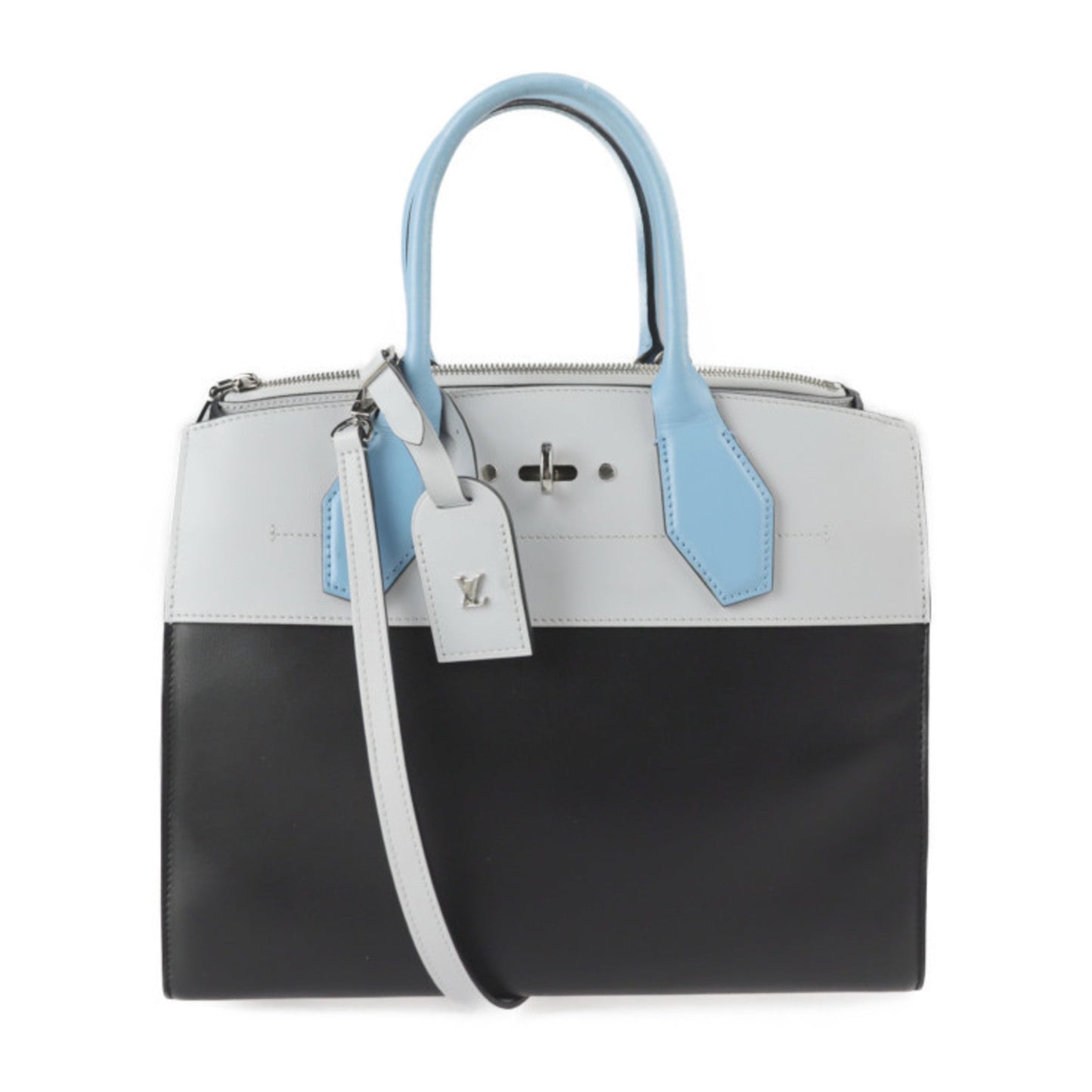 Louis Vuitton Black Blue Gray Handbag Shoulder Bag Tote Bag ()
