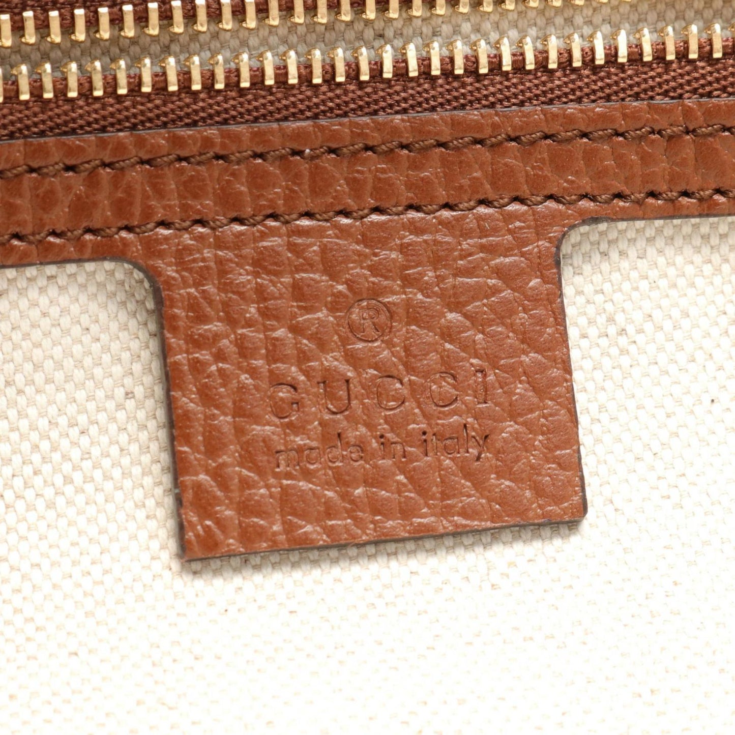 Gucci Brown Navy Denim Leather Tote Bag