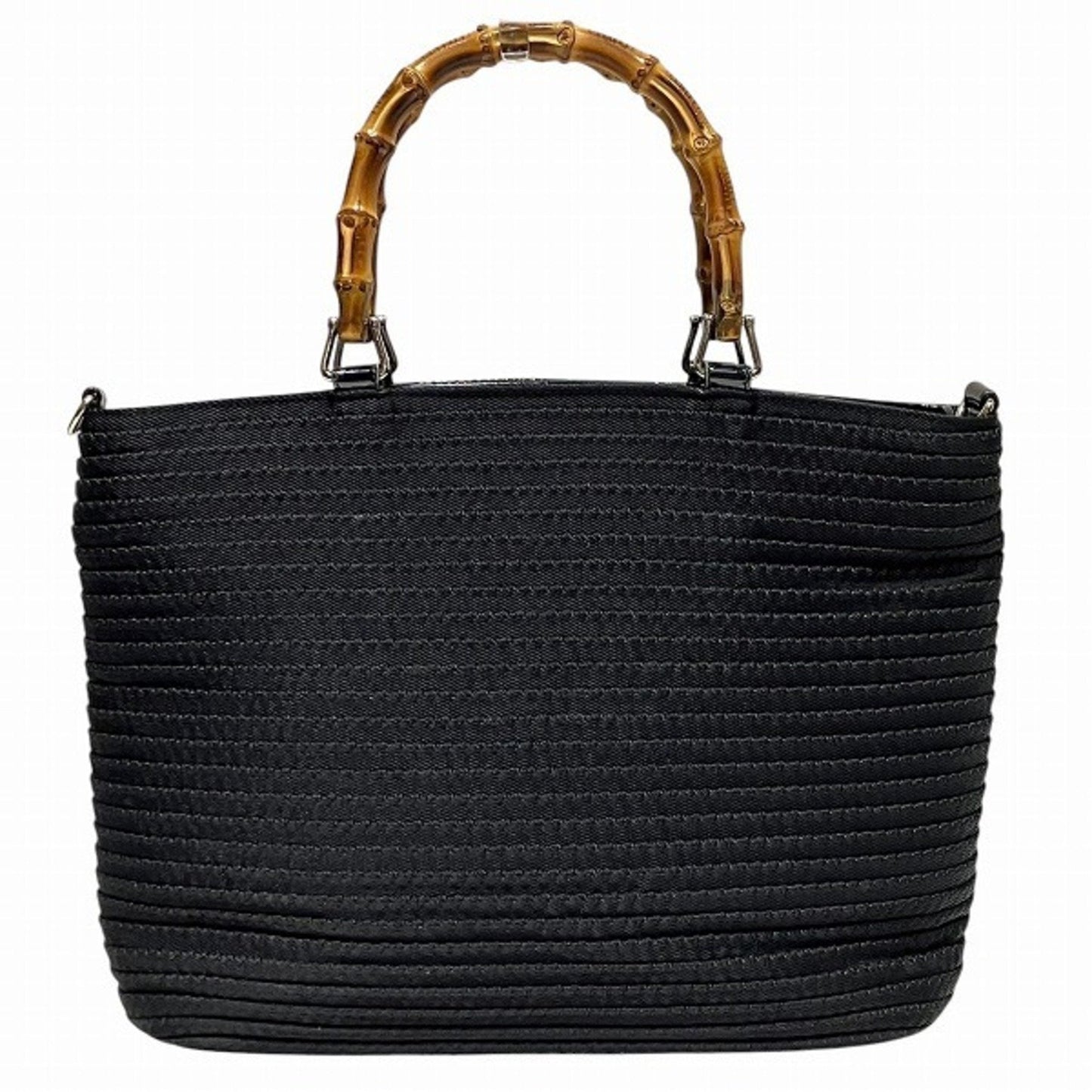 Gucci Black Canvas Leather Handbag Tote Bag