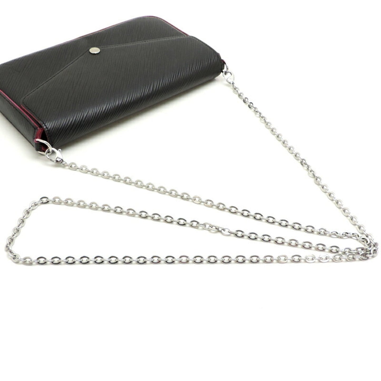 Louis Vuitton Black Hot Pink Noir Pink Epi Leather Chain/Shoulder Wallet