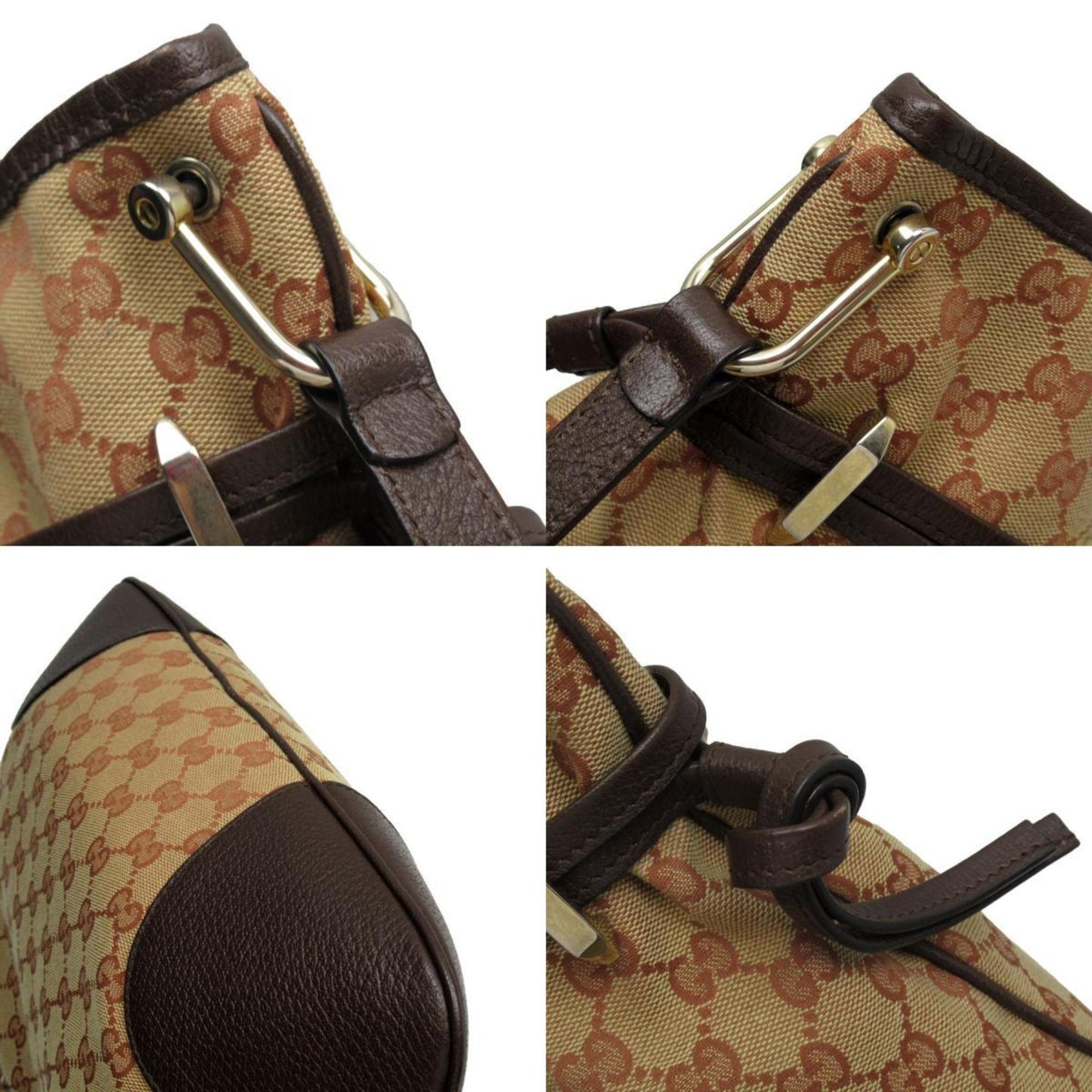 Gucci Beige Brown Orange Gg Canvas Leather Shoulder Bag
