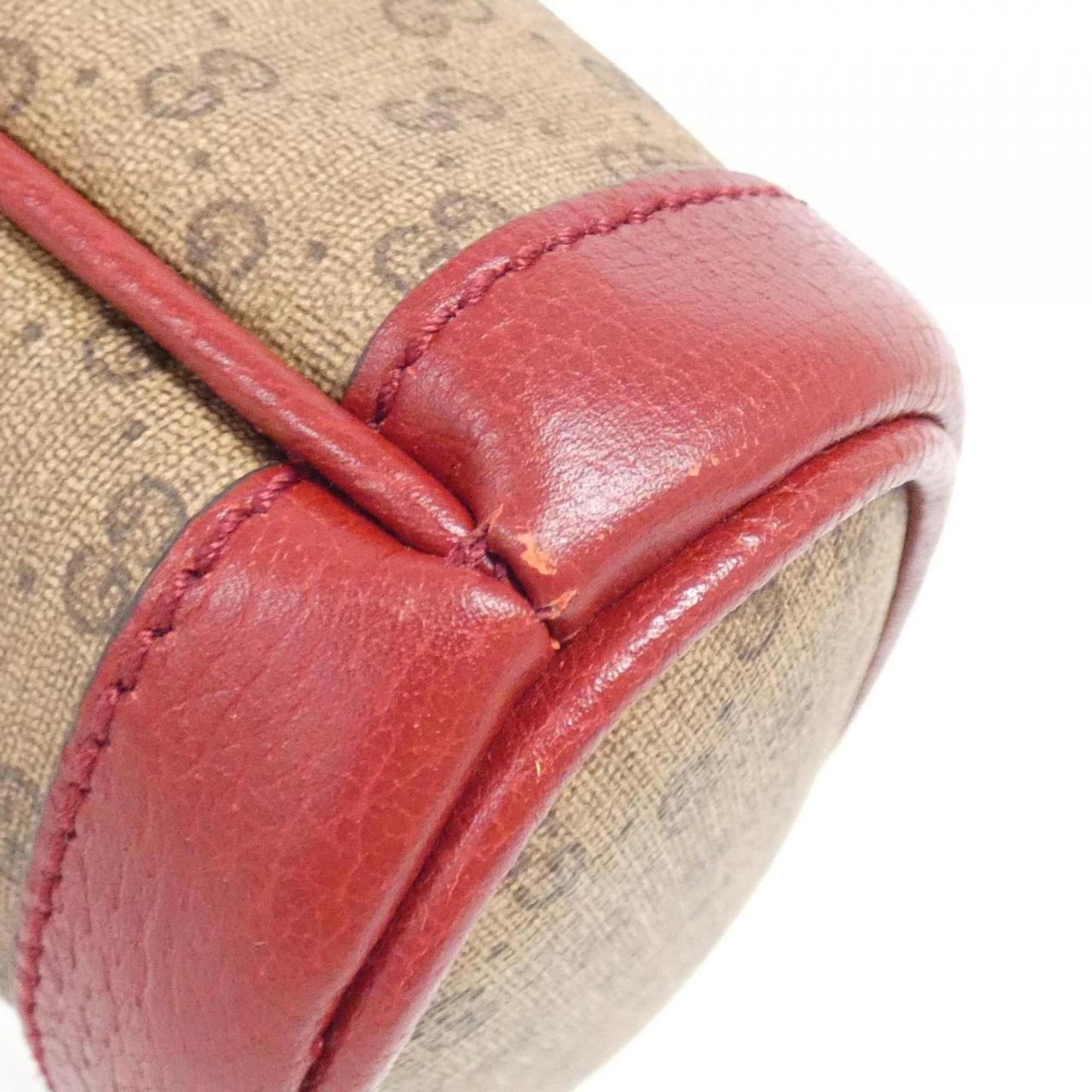 Gucci Beige Cherry Red Gg Supreme Leather Shoulder Bag