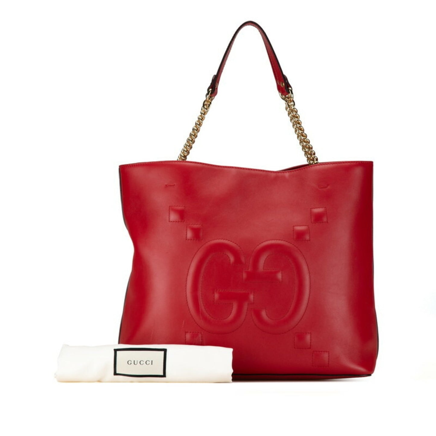 Gucci Red Color Leather Handbag Shoulder Bag Tote Bag