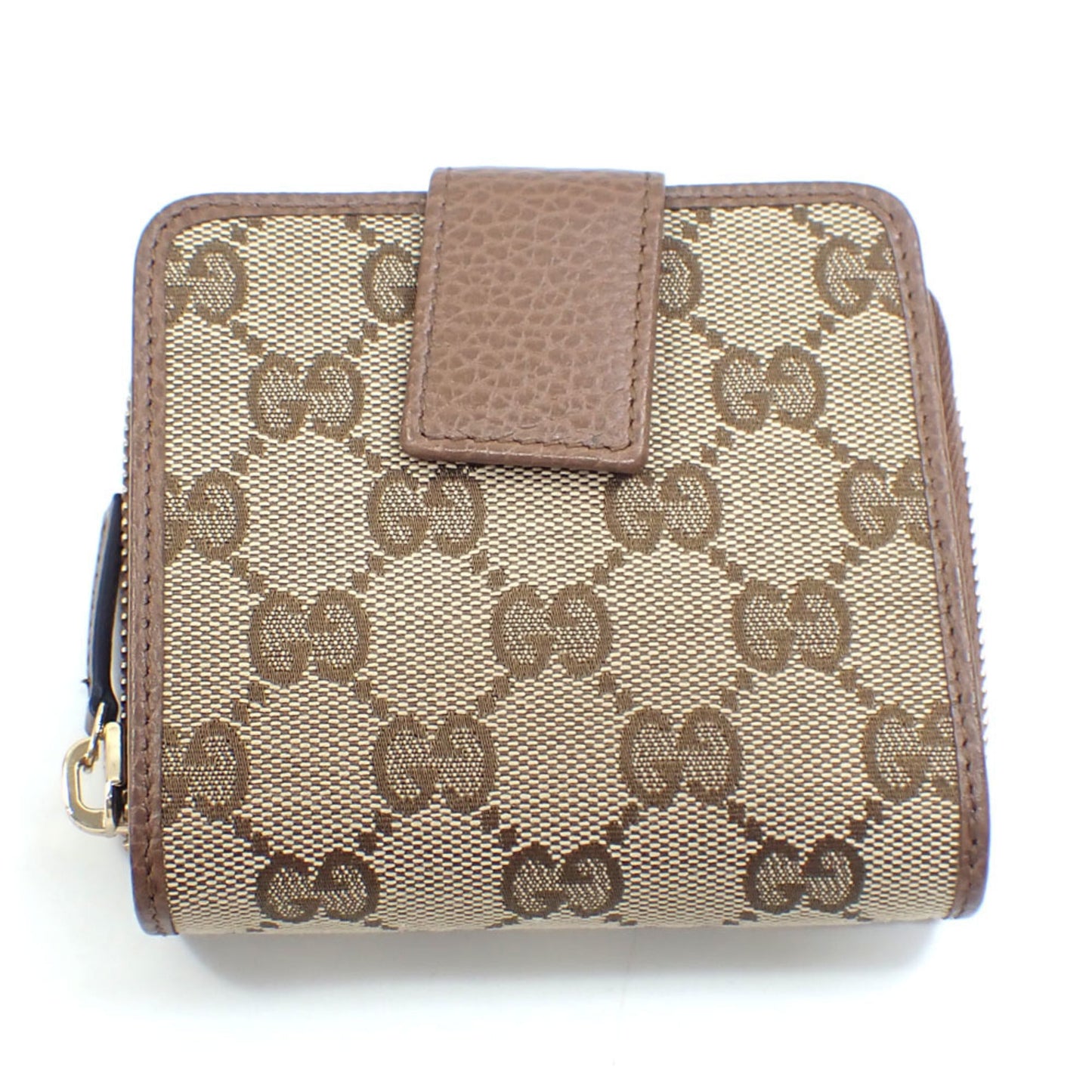 Gucci Beige Brown Gg Canvas Leather Wallet (Bi-Fold)