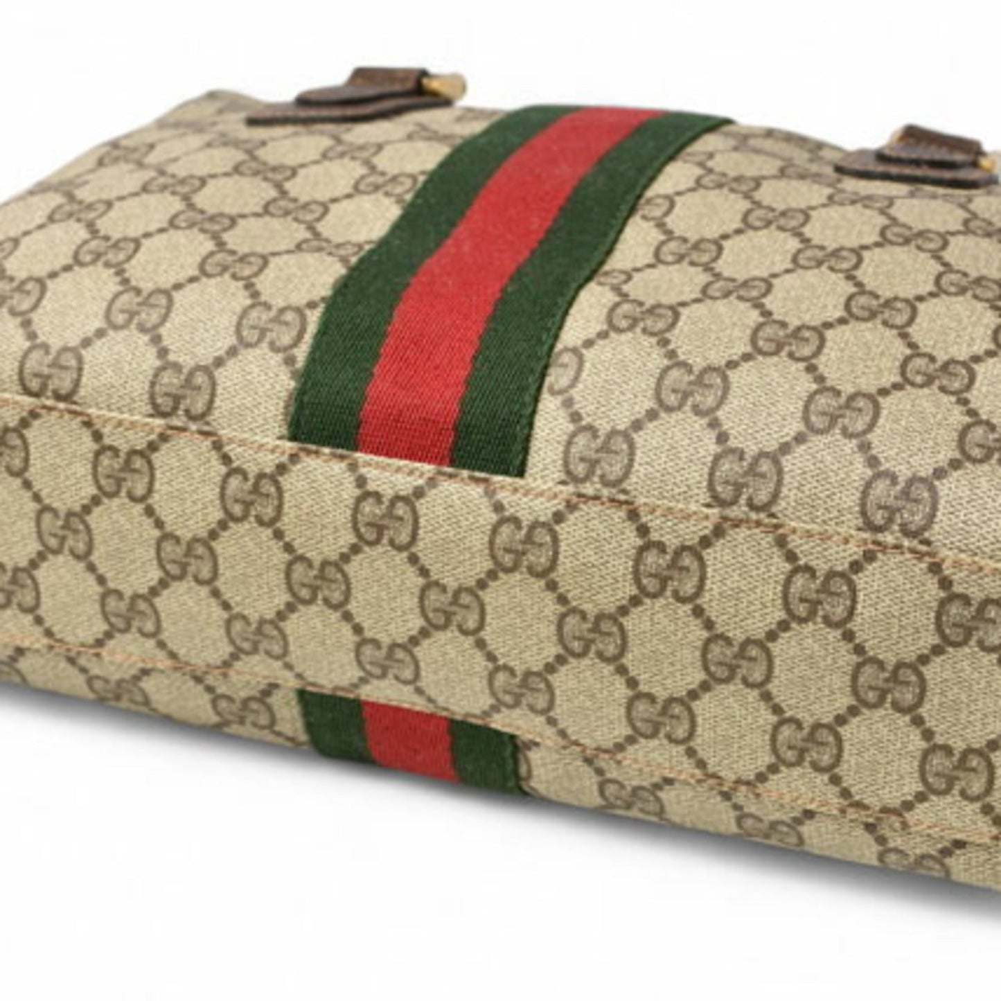 Gucci Beige Brown Pvc Leather Boston Bag Shoulder Bag