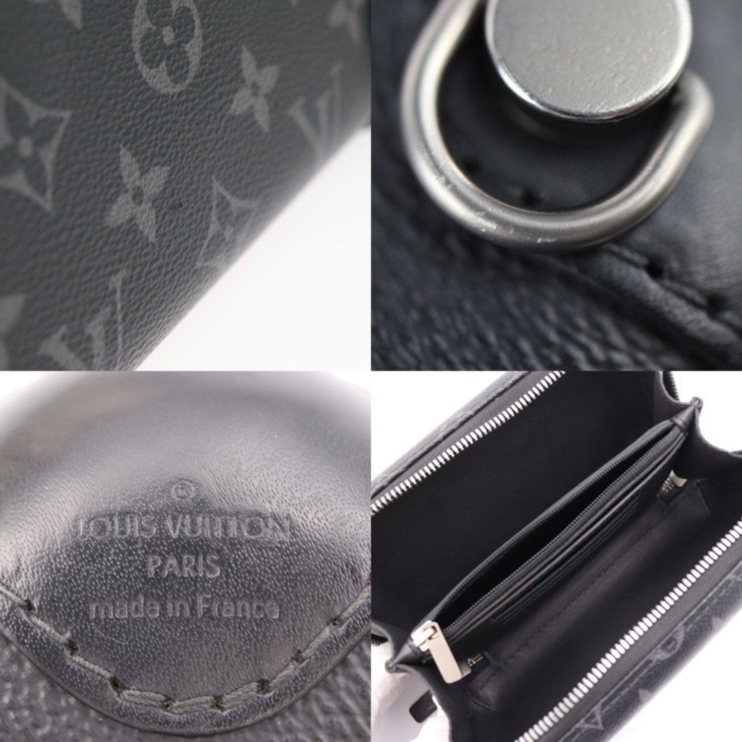 Louis Vuitton Black Gray Monogram Eclipse Monogram Eclipse Leather Pochette Pouch Shoulder Bag