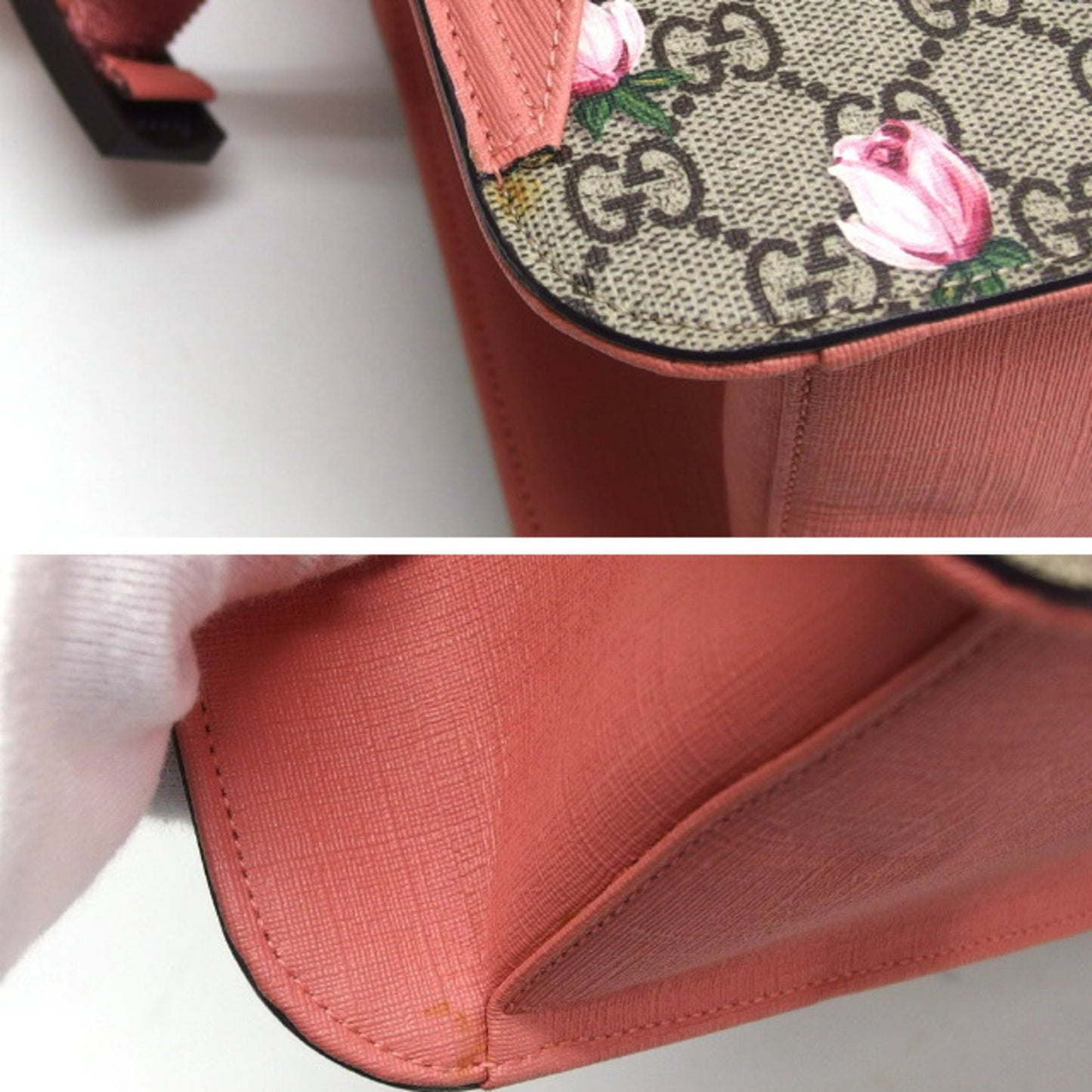 Gucci Beige Pink Green Pink Coated Canvas Leather Backpack