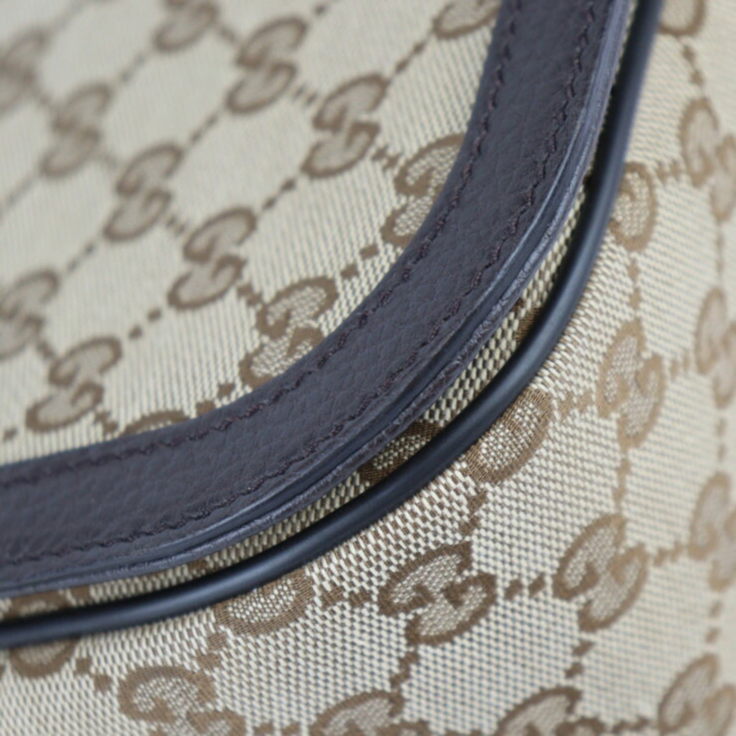 Gucci Beige Brown Gg Canvas Leather Handbag Messenger Bag Shoulder Bag Tote Bag