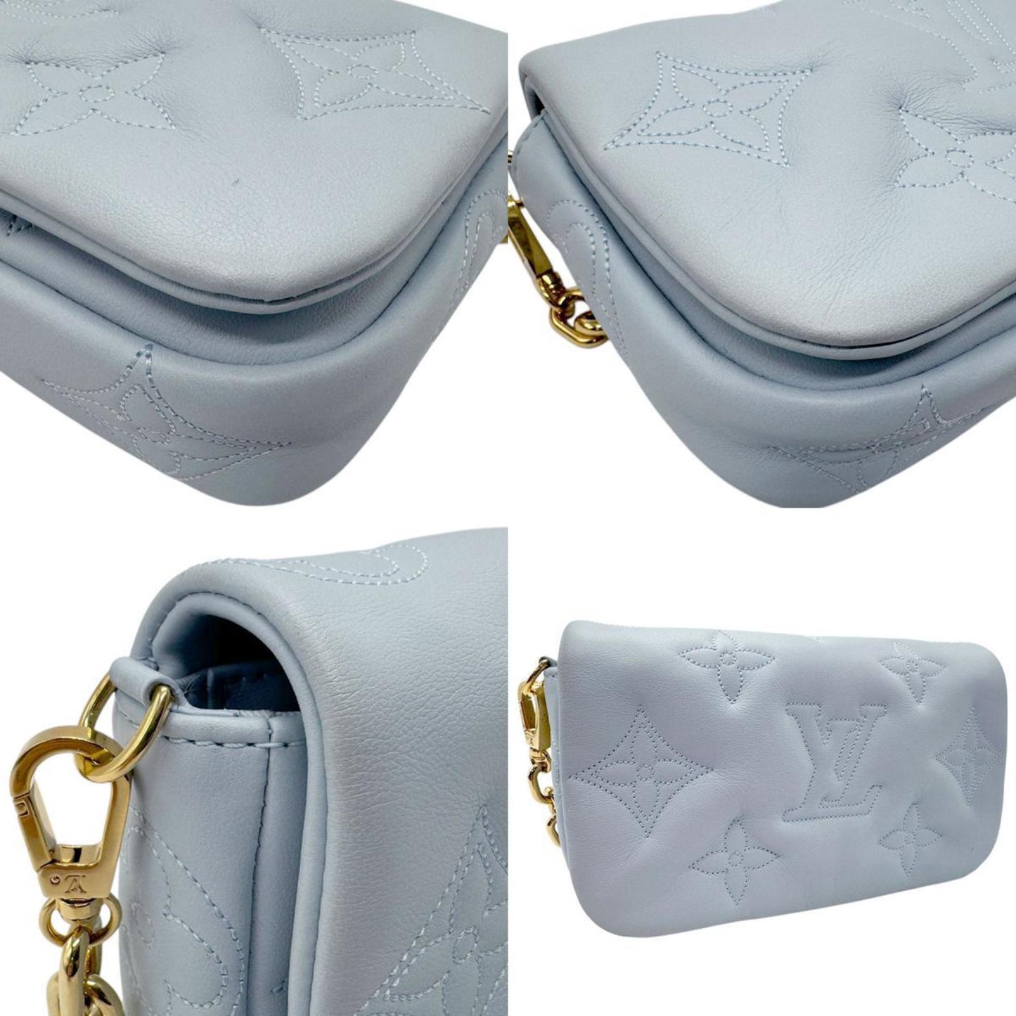 Louis Vuitton Blue Gray Leather Shoulder Bag