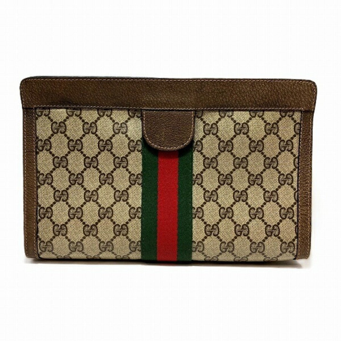 Gucci Brown Pvc Leather Clutch Bag