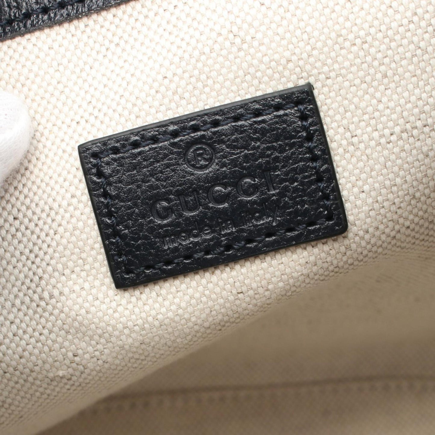 Gucci Navy White Pvc Coated Canvas Leather Backpack
