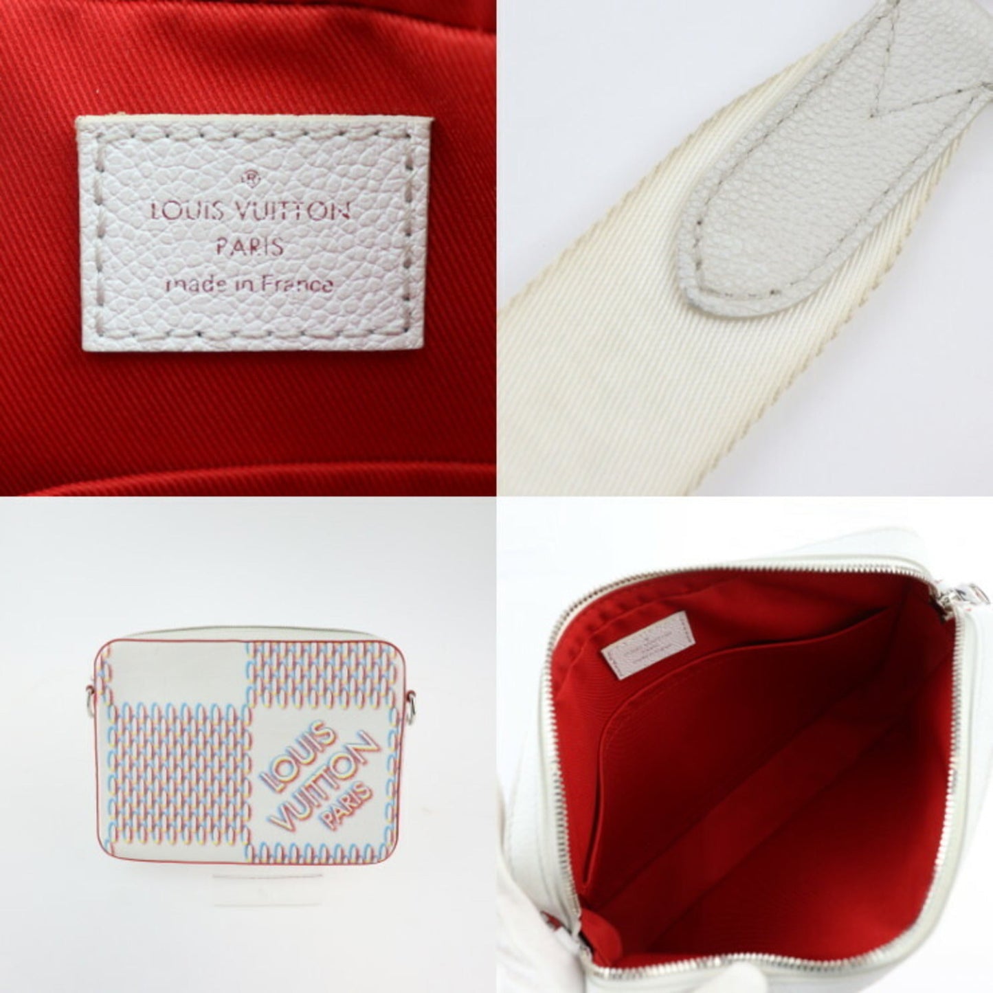 Louis Vuitton Blanc Multi-Color White Leather Shoulder Bag