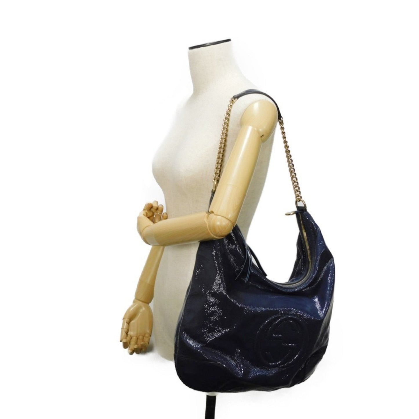 Gucci Soho Navy Patent Leather Shoulder Bag