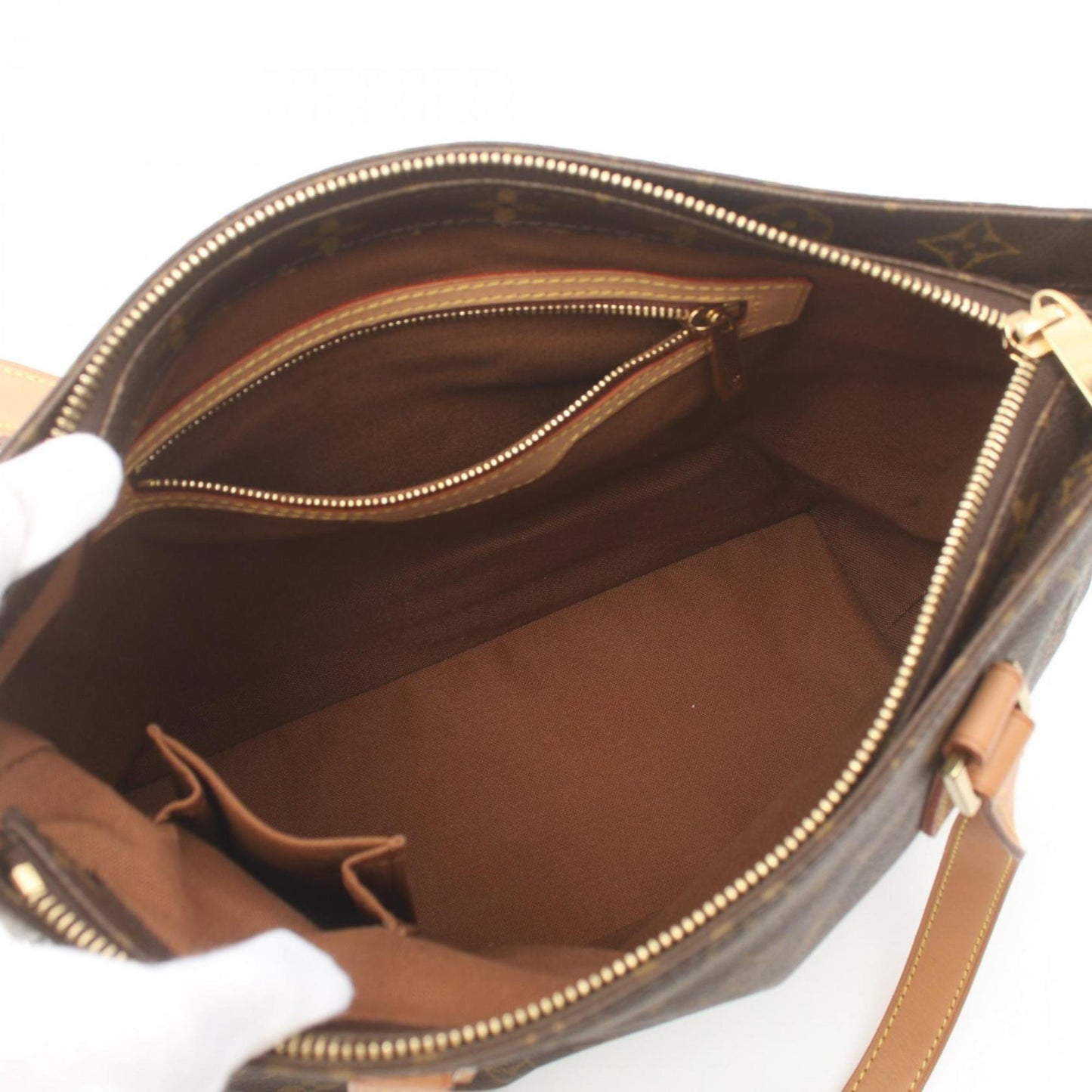 Louis Vuitton Brown Coated Canvas Leather Shoulder Bag