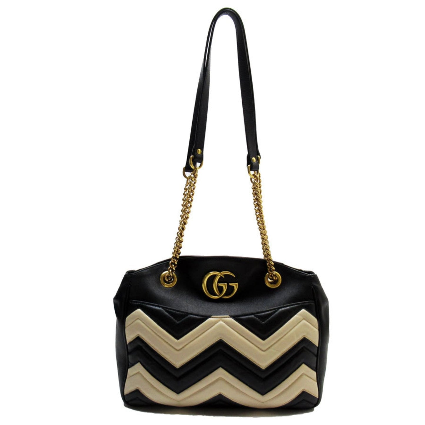 Gucci Black Light Beige Leather Shoulder Bag ()