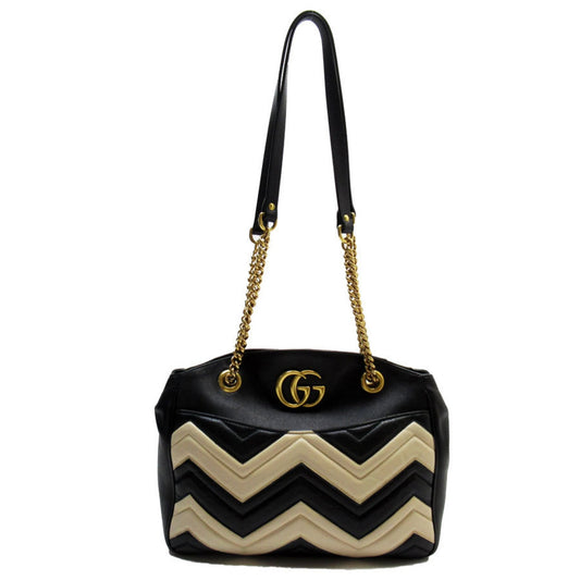 Gucci Black Light Beige Leather Shoulder Bag ()