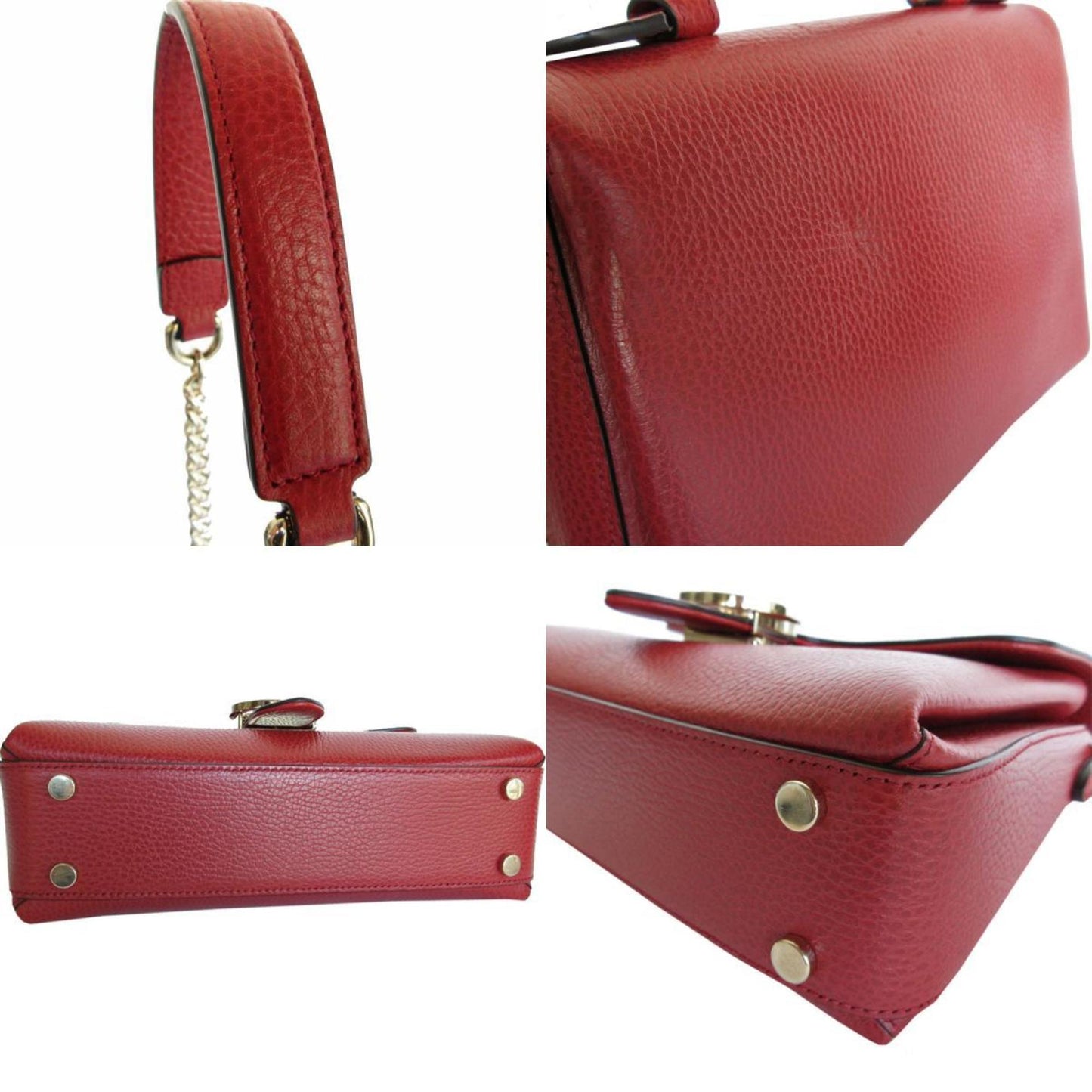 Gucci Red Color Leather Handbag Shoulder Bag