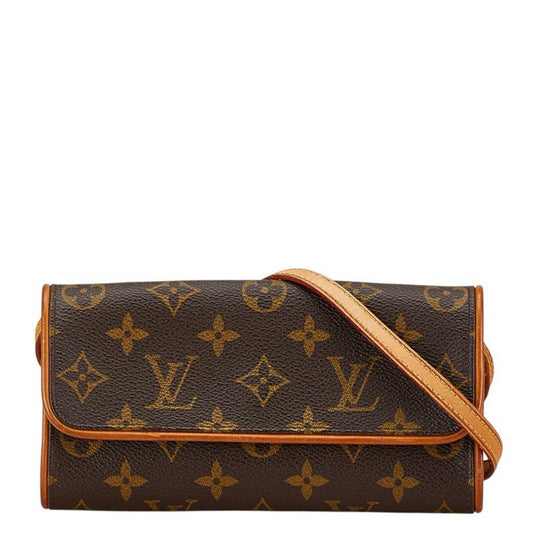 Louis Vuitton Brown Pvc Leather Pochette Shoulder Bag ()