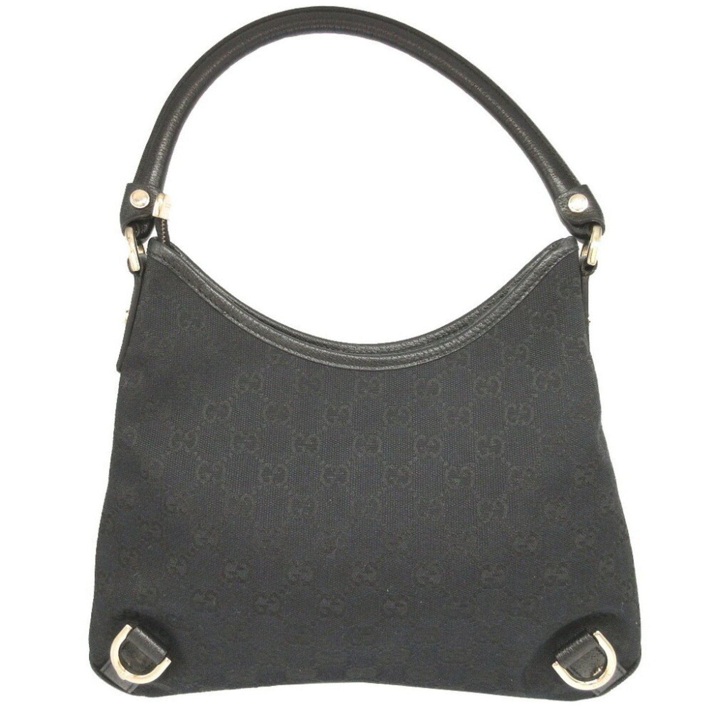 Gucci Abbey Black Gg Canvas Leather Shoulder Bag