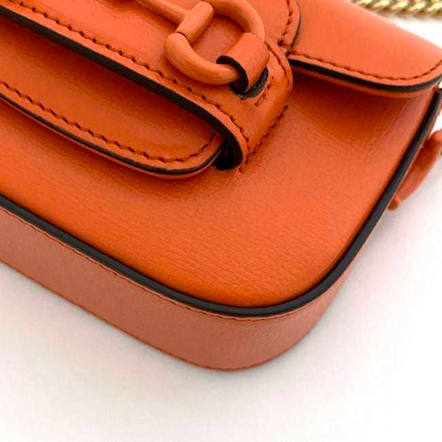 Gucci Horsebit Orange Leather Canvas Shoulder Bag