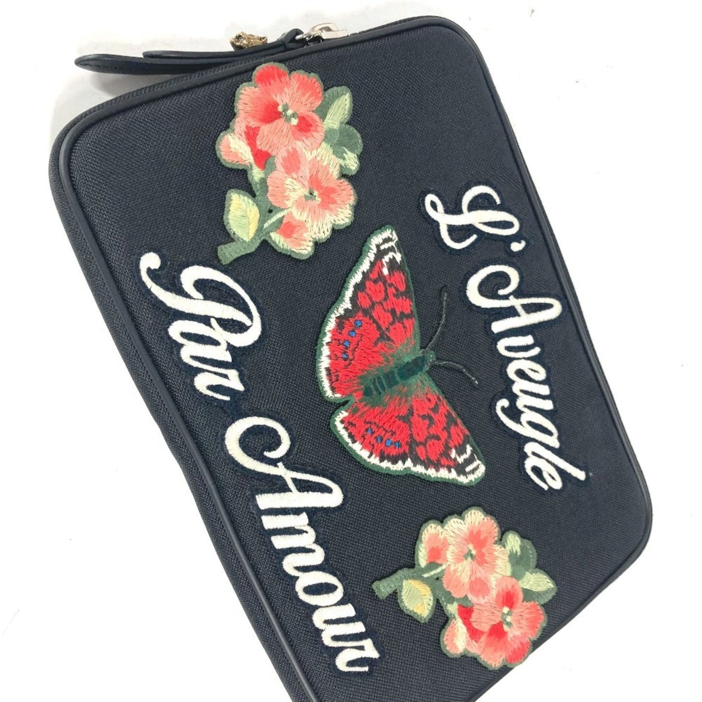 Gucci Black Multi-Color Nylon Clutch Bag Pouch