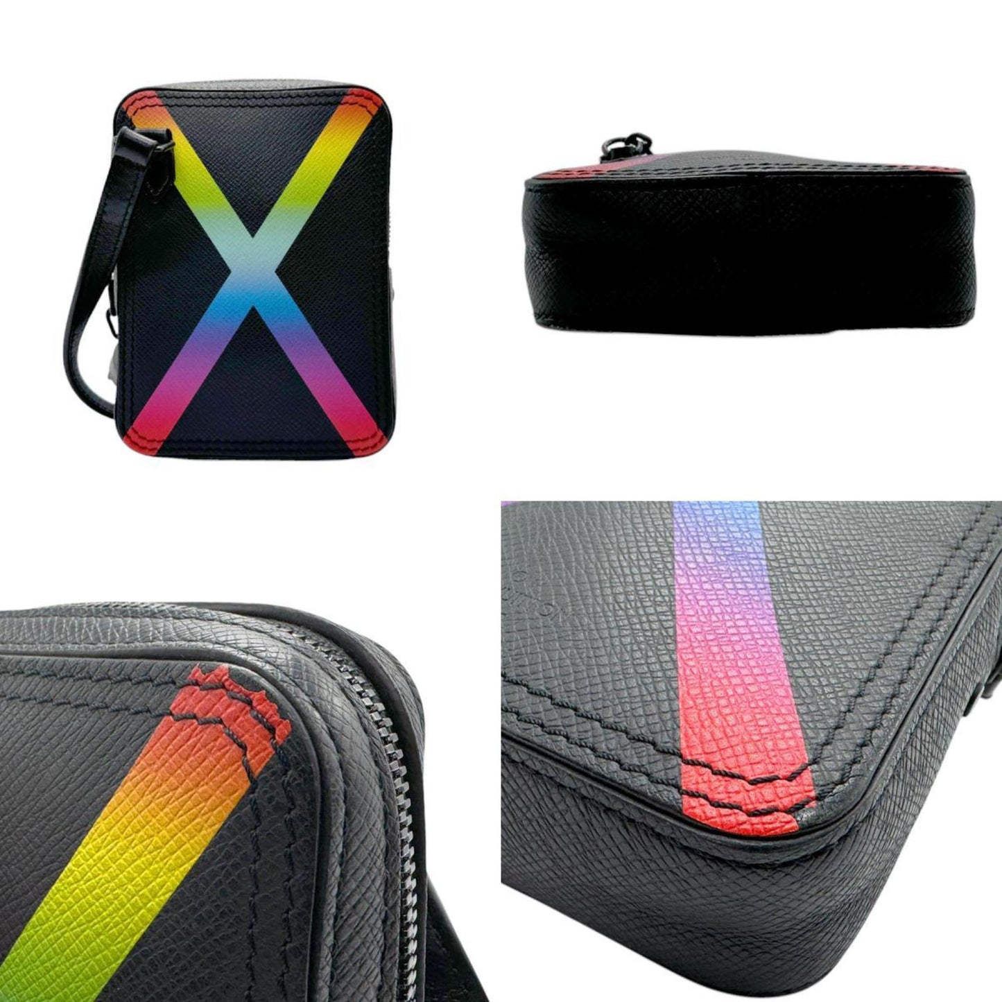 Louis Vuitton Black Multi-Color Taiga Leather Shoulder Bag