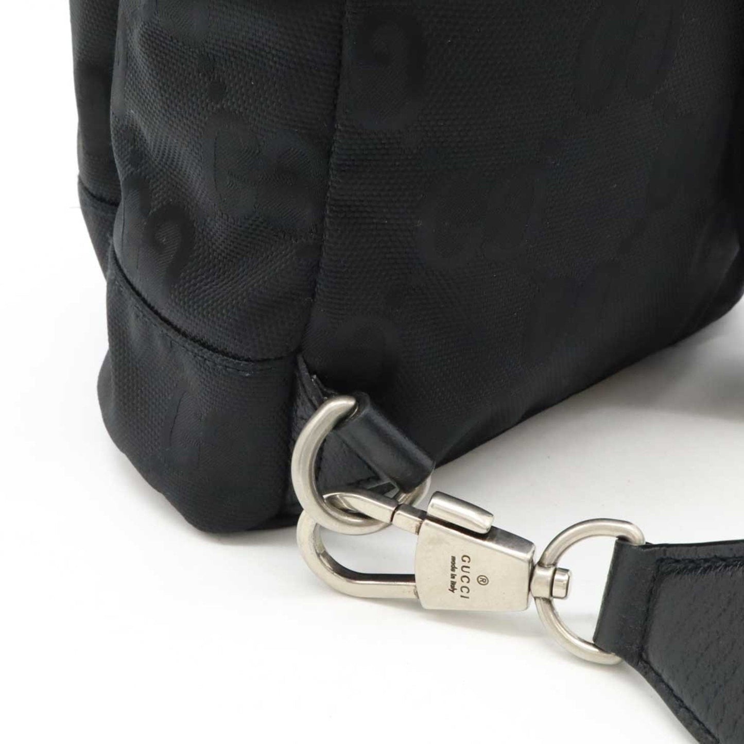 Gucci Black Nylon Canvas Leather Shoulder Bag Sling Bag