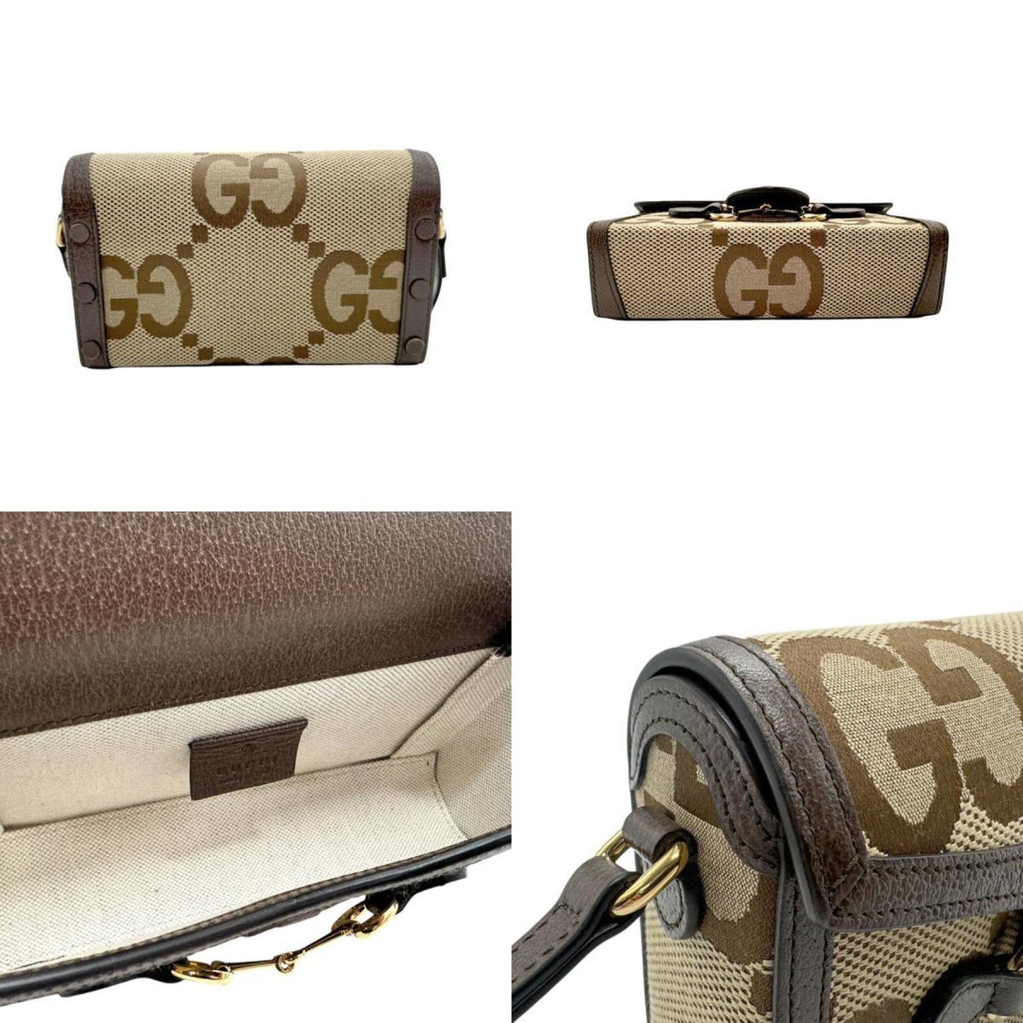 Gucci Brown Canvas Leather Shoulder Bag