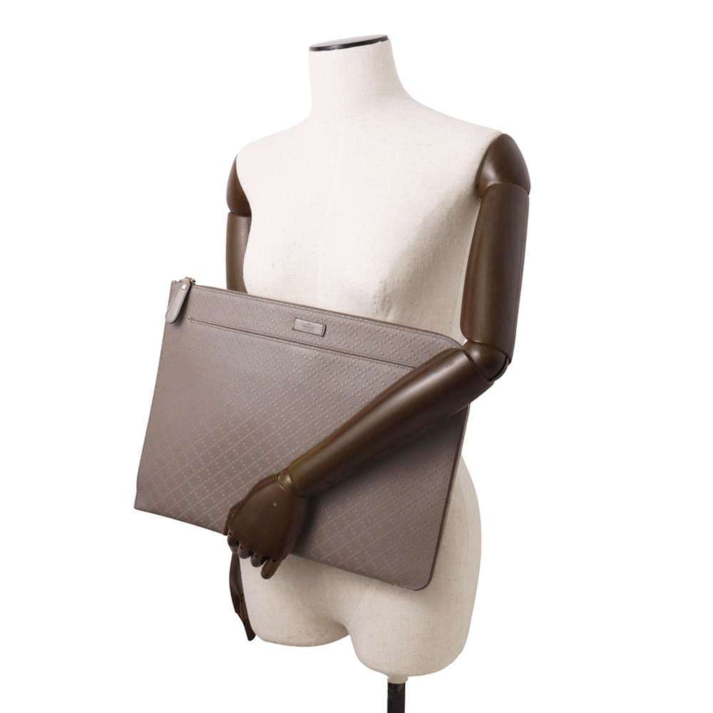 Gucci Grayish Leather Clutch Bag