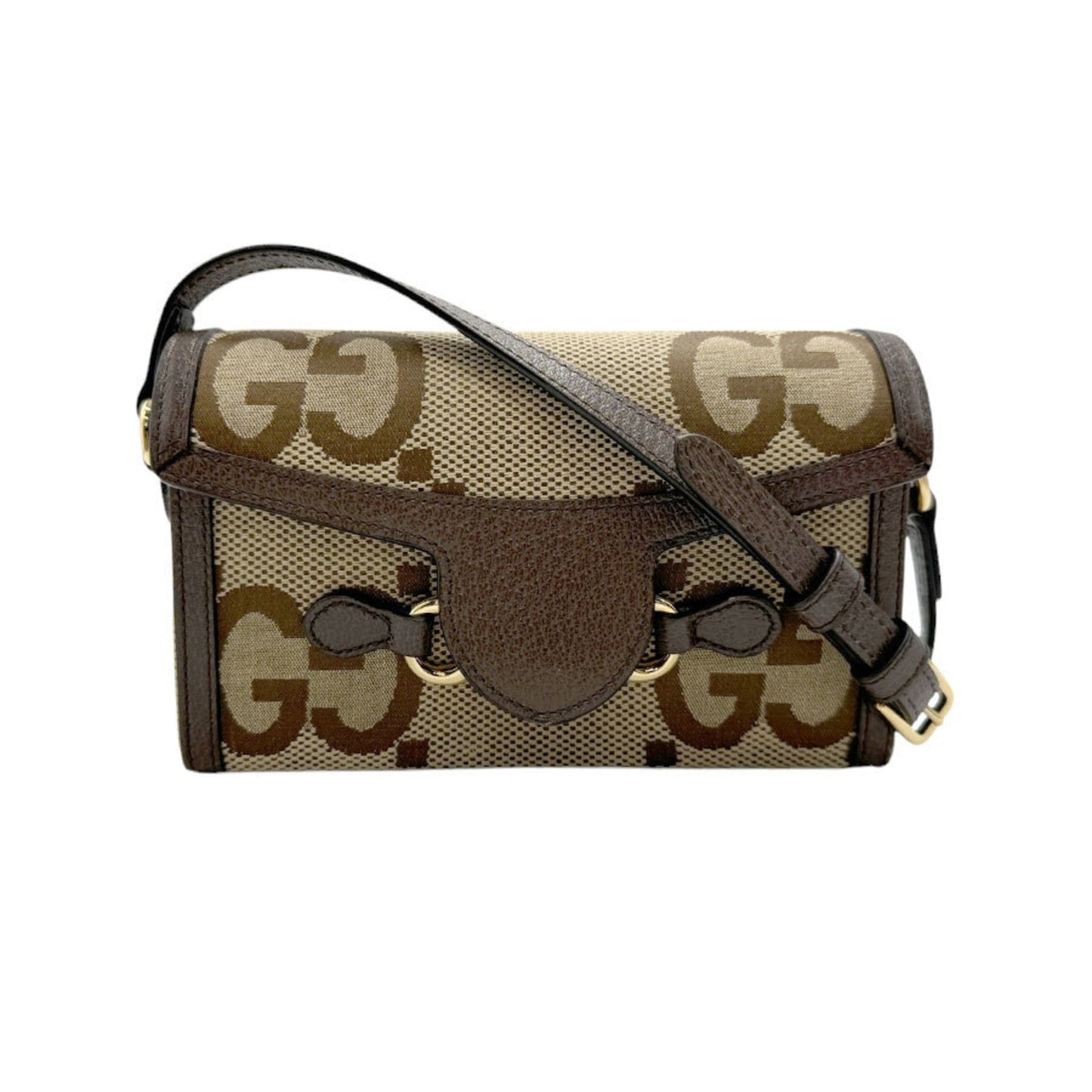 Gucci Brown Canvas Leather Shoulder Bag ()