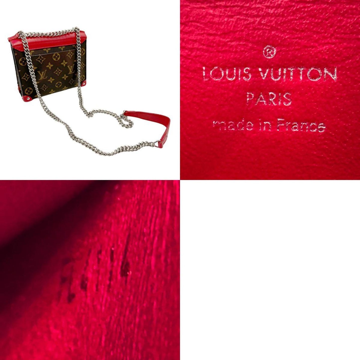 Louis Vuitton Brown Red Color Monogram Leather Pochette Shoulder Bag