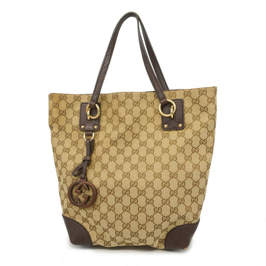 Gucci Beige Brown Canvas Tote Bag ()