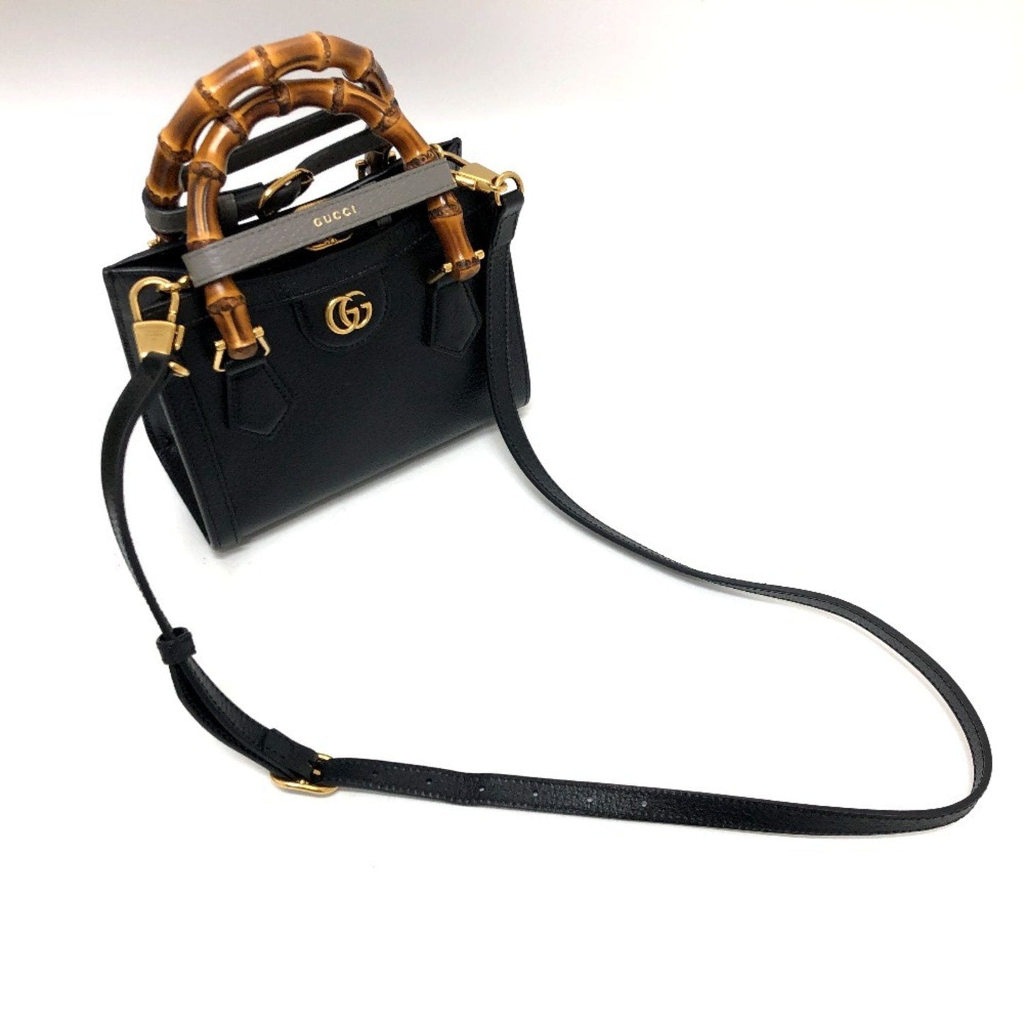 Gucci Black Bamboo Leather Handbag Shoulder Bag
