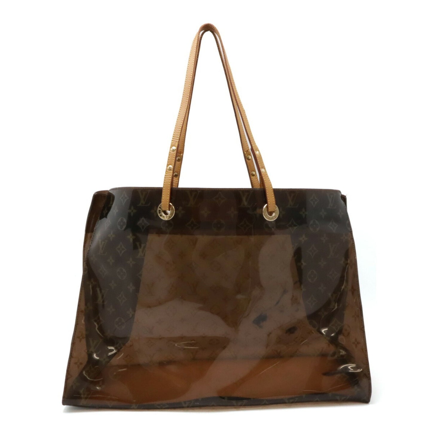 Louis Vuitton Brown Clear Vinyl Leather Beach Bag Shoulder Bag Tote Bag ()