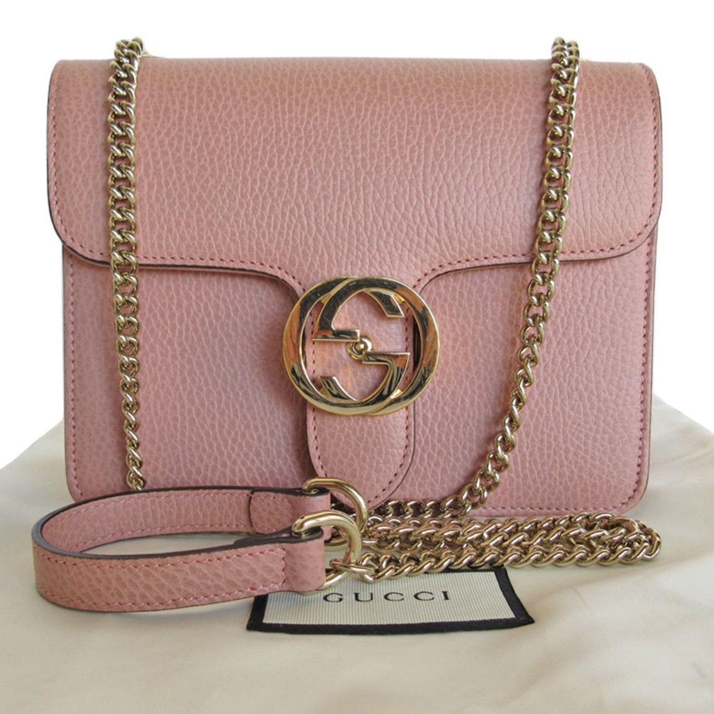 Gucci Pink Beige Leather Shoulder Bag ()
