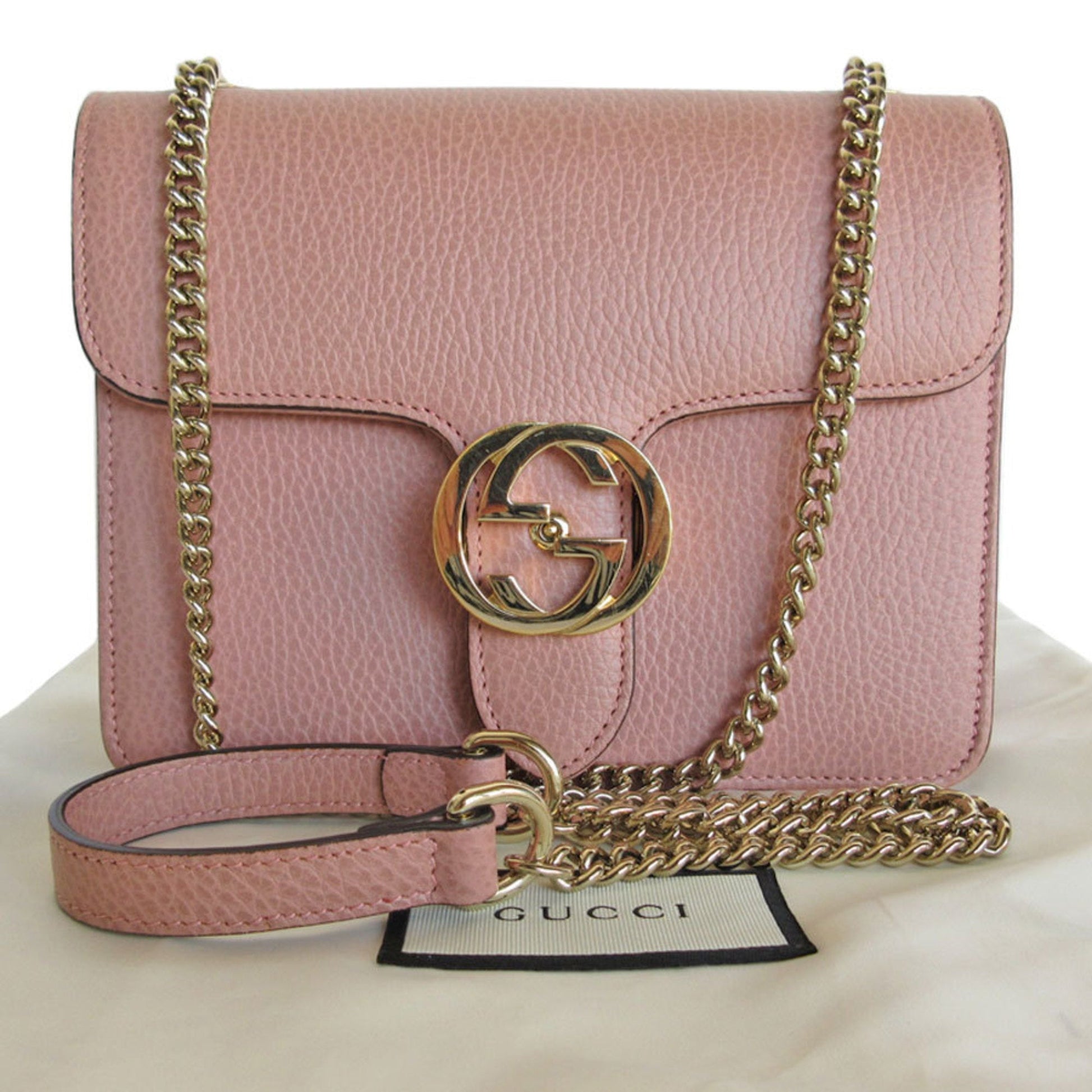 Gucci Pink Beige Leather Shoulder Bag ()