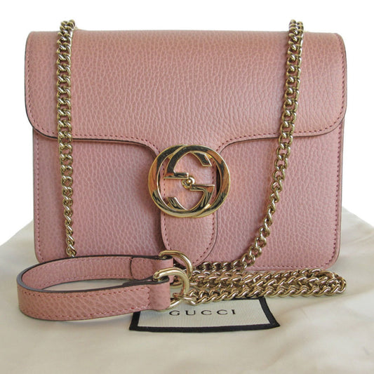 Gucci Pink Beige Leather Shoulder Bag ()