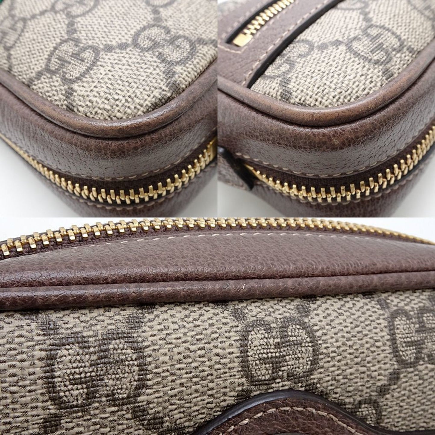 Gucci Beige Gg Supreme Canvas Leather Shoulder Bag