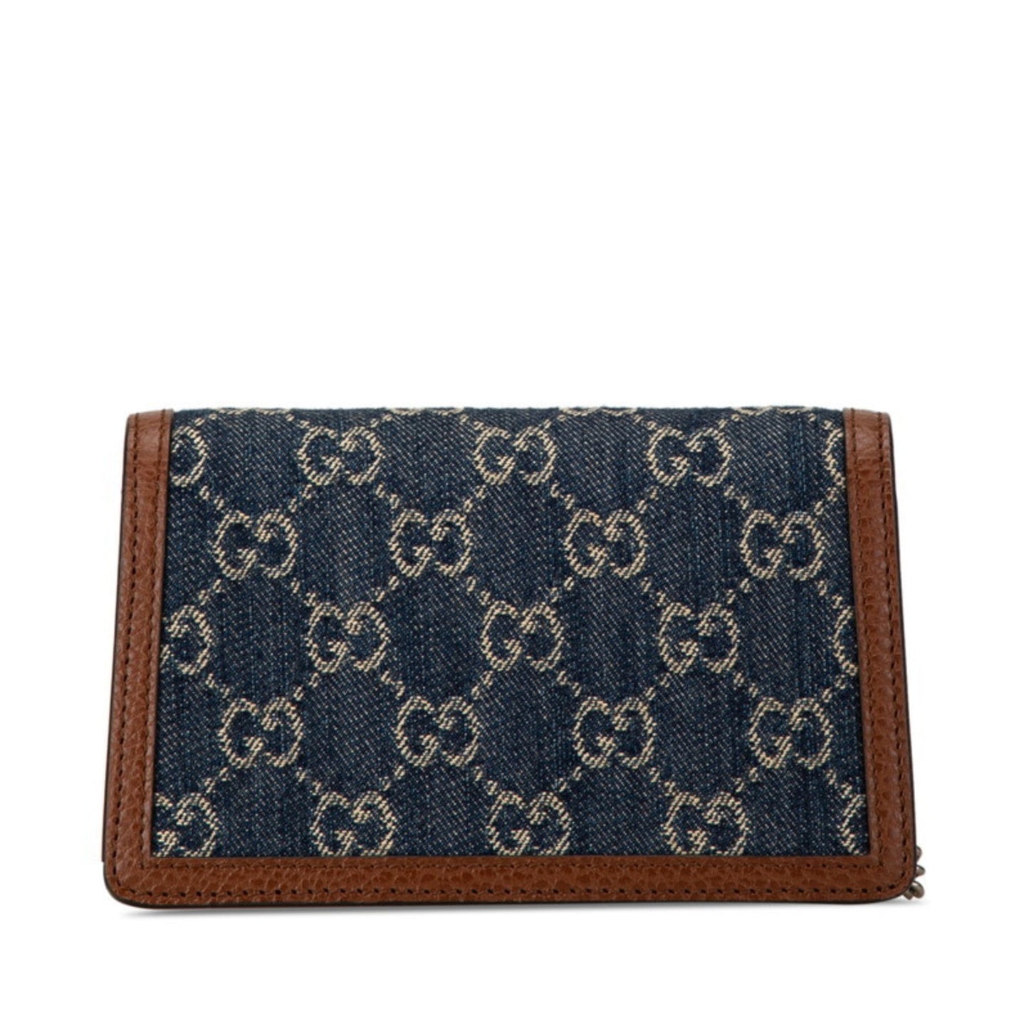 Gucci Brown Navy Denim Leather Shoulder Bag