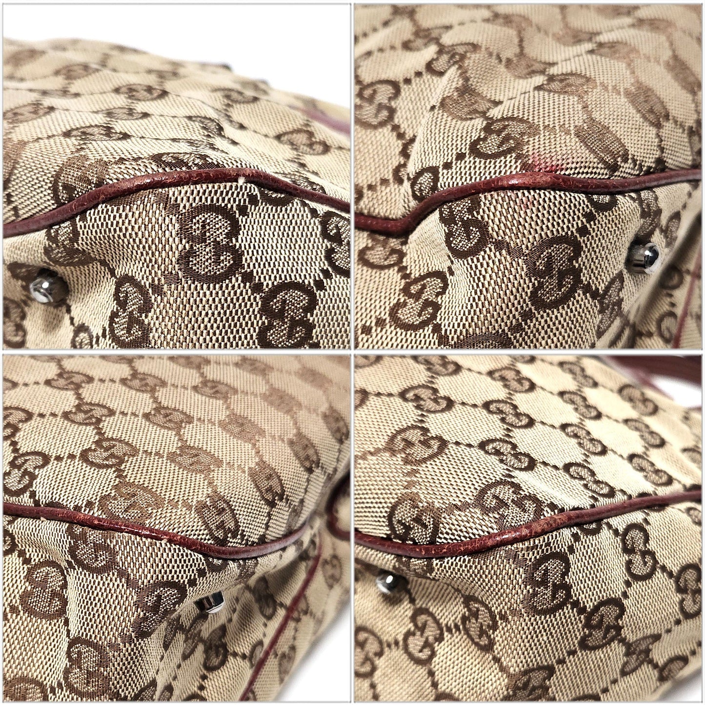 Gucci Gg Canvas Beige Red Color Gg Canvas Handbag Tote Bag