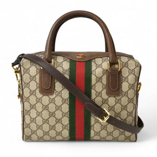 Gucci Beige Brown Pvc Leather Boston Bag Shoulder Bag ()