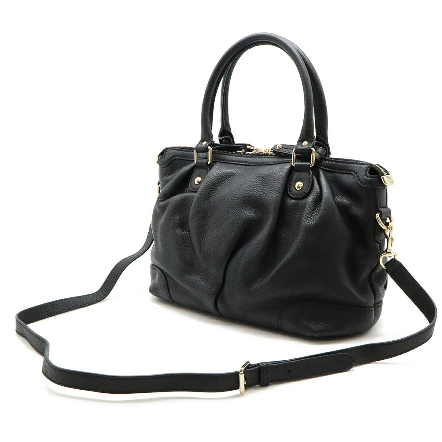 Gucci Sukey Black Leather Handbag Shoulder Bag Tote Bag