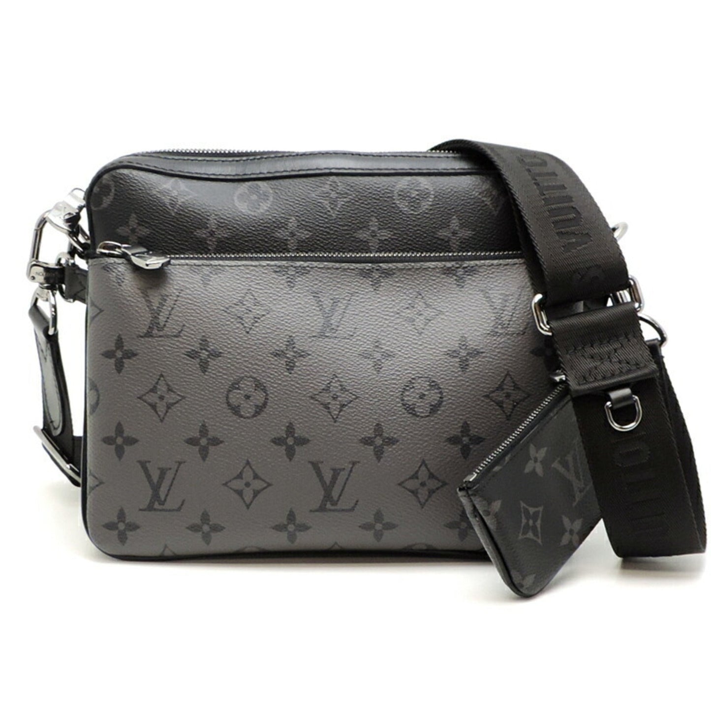 Louis Vuitton Black Gray Monogram Eclipse Pouch Shoulder Bag ()