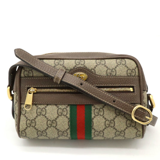 Gucci Beige Brown Green Khaki Red Color Gg Supreme Leather Pochette Shoulder Bag ()