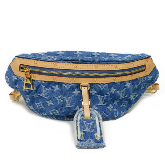 Louis Vuitton Blue Monogram Denim Canvas Leather Shoulder Bag Sling Bag ()