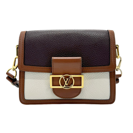 Louis Vuitton Bordeaux Brown White Leather Shoulder Bag ()