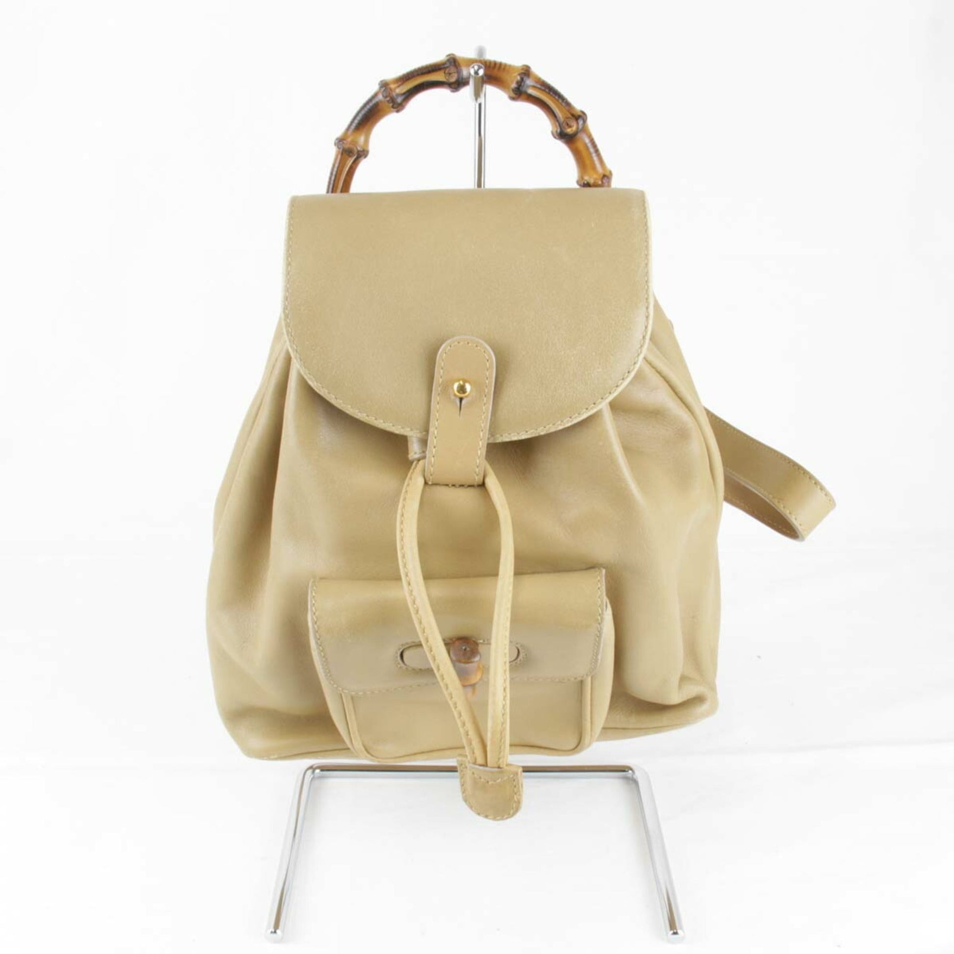 Gucci Bamboo Beige Leather Backpack ()