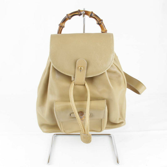 Gucci Bamboo Beige Leather Backpack ()